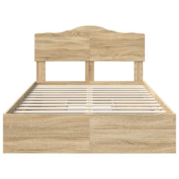 Aufbewahrungsbett Sonoma-Eiche 135 x 190 cm Holzwerkstoff