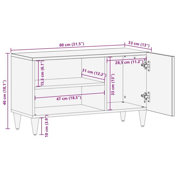 Stauraumschränke Mehrfarbig 80 x 31,5 x 46 cm Massivholz Mango