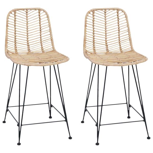 Barstuhl 2 pcs Natur 44,5 x 54,5 x 97,5 cm Rattan und Eisen