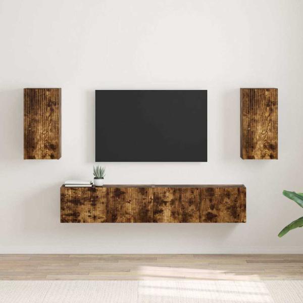 ARDEBO.de - TV-Wandschrank 2 stk. Räuchereiche Holzwerkstoff