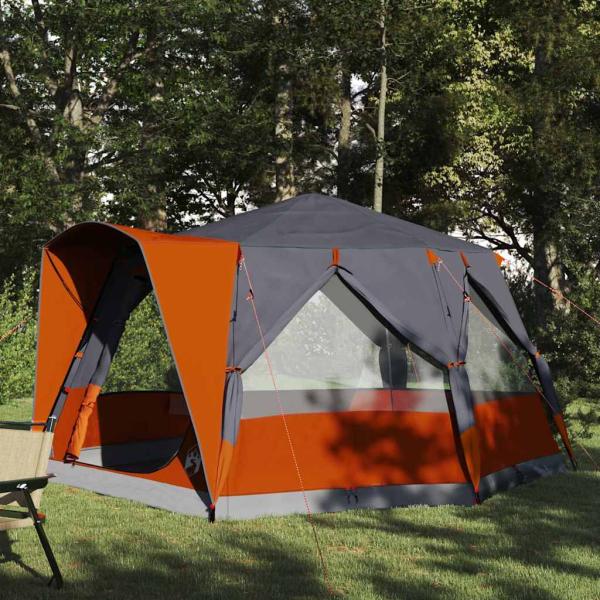 ARDEBO.de - Kabinenzelt für 5 Personen Grau und Orange 333 x 317 x 194 cm