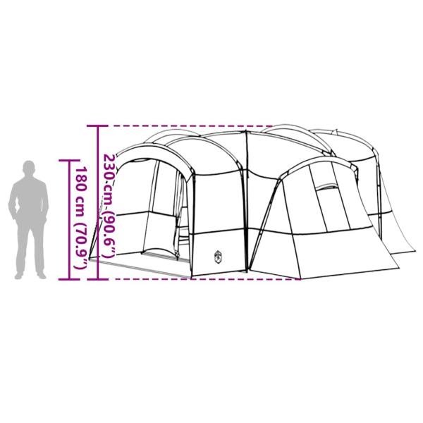 Familienzelt mit Dach Blau und Grau 760 x 645 x 230 cm