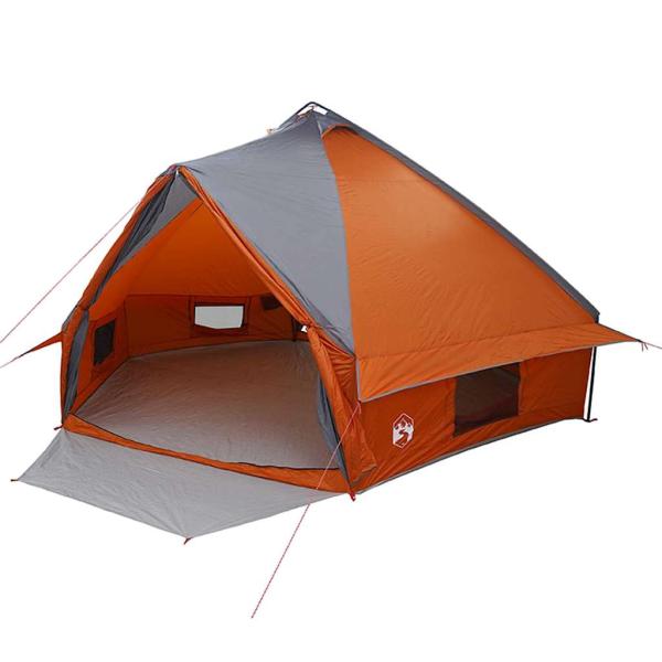 ARDEBO.de - Teepee Zelt mit Dach Grau und Orange 490 x 410 x 210 cm