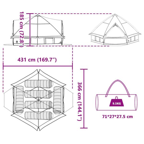Teepee Zelt mit Dach Grün und Weiß 490 x 410 x 210 cm