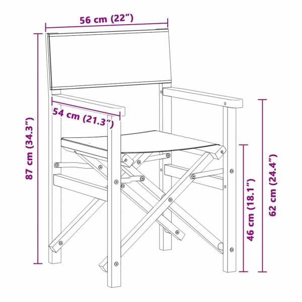 Klappstuhl für Regisseure Grau 56 x 54 x 87 cm Massivholz Teak