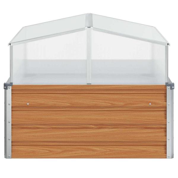 Gartenpflanzer mit Gewächshaus Hellbraun 100 x 100 x 77 cm