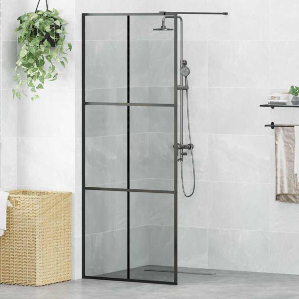 ARDEBO.de - Walk-in Duschwand Schwarz 80 x 195 cm Gehärtetes Glas
