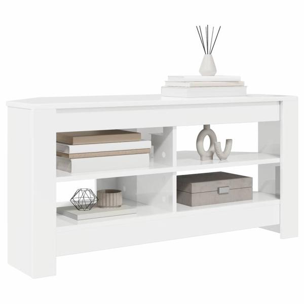EckTVSchrank Hochglanz Weiß 102x40,5x45cm Holzwerkstoff