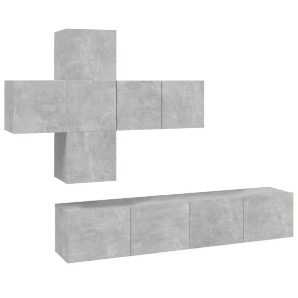 7-tlg. TV-Schrank-Set Betongrau Holzwerkstoff
