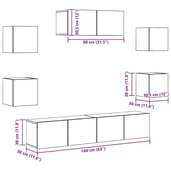 7-tlg. TV-Schrank-Set Weiß Holzwerkstoff
