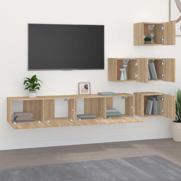 ARDEBO.de - TV-Wandschrank Sonoma-Eiche Holzwerkstoff