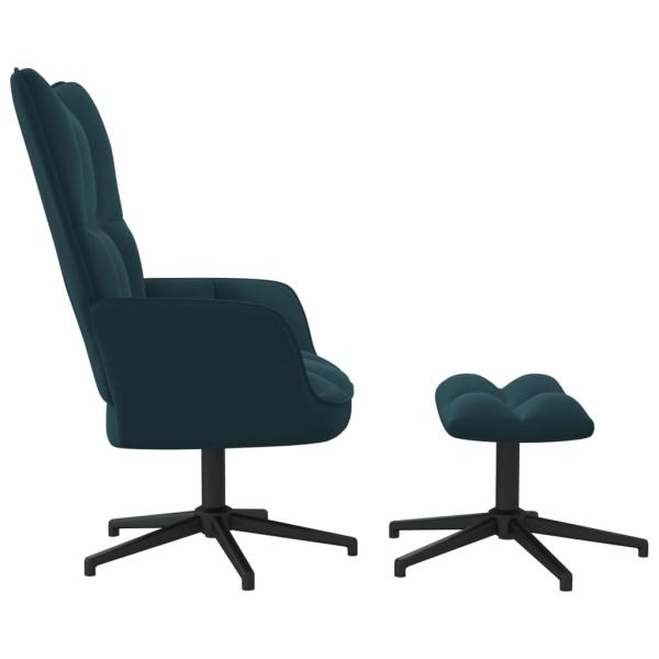 Relaxsessel mit Hocker Blau Samt