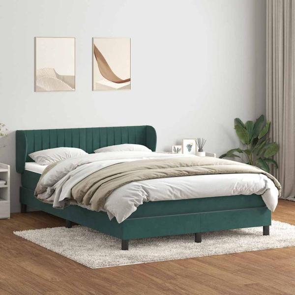 ARDEBO.de - Boxspringbett mit Matratze Dunkelgrün 160x210 cm Samt