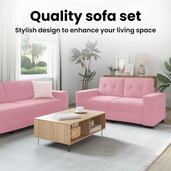 Sofa 3 pcs Rosa Leinenmischgewebe