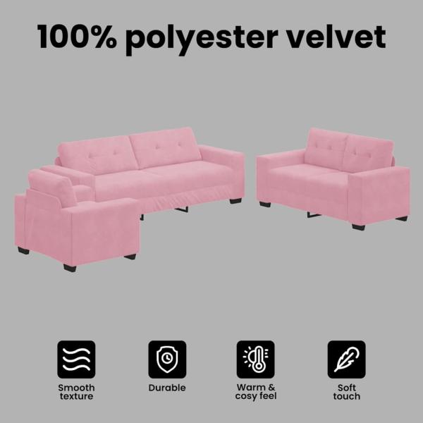 Sofa 3 pcs Rosa Leinenmischgewebe
