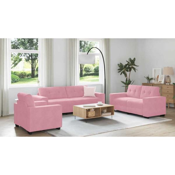 Sofa 3 pcs Rosa Leinenmischgewebe