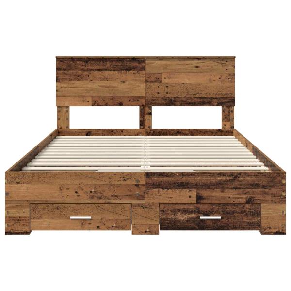 Bettrahmen mit Kopfteil Altholz 140 x 190 cm Holzwerkstoff