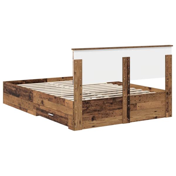 Bettrahmen mit Kopfteil Altholz 140 x 190 cm Holzwerkstoff