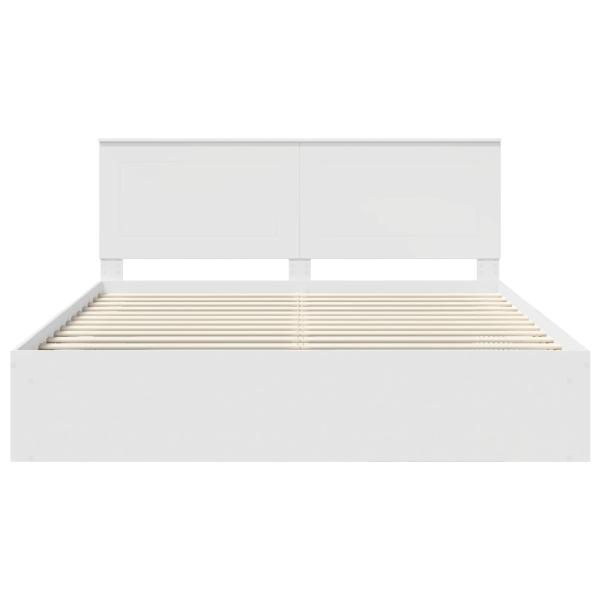 ARDEBO.de - Bettrahmen mit Kopfteil Weiß 200 x 200 cm Massives Kiefernholz