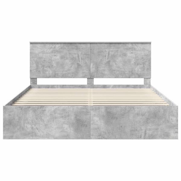 Bettrahmen mit Kopfteil Beton 180 x 200 cm Massives Kiefernholz