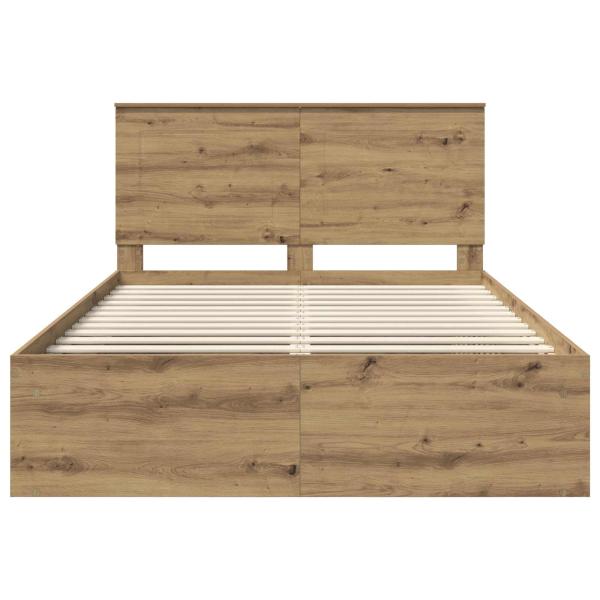 Bettrahmen mit Kopfteil Kunsthandwerk Eiche 140 x 200 cm