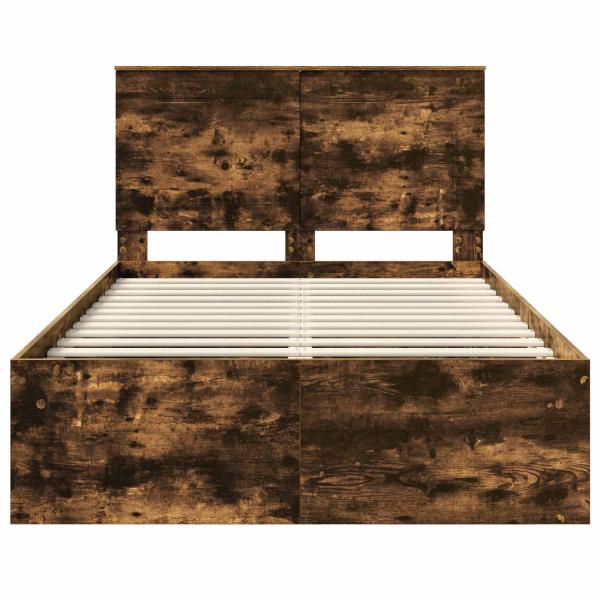 Bettrahmen Geräucherte Eiche 120 x 190 cm Massives Kiefernholz