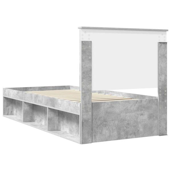 Bettrahmen Beton Grau 90 x 190 cm Massives Kiefernholz