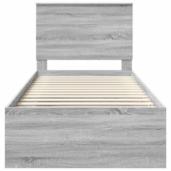 Bettrahmen Graues Sonoma 90 x 190 cm Massives Kiefernholz