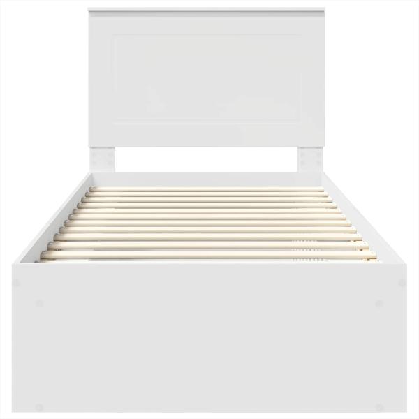 Bettrahmen mit Kopfteil Weiß 90 x 200 cm Massives Kiefernholz