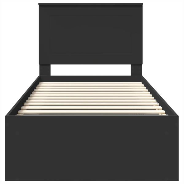 Bettrahmen Schwarz 90 x 200 cm Massives Kiefernholz