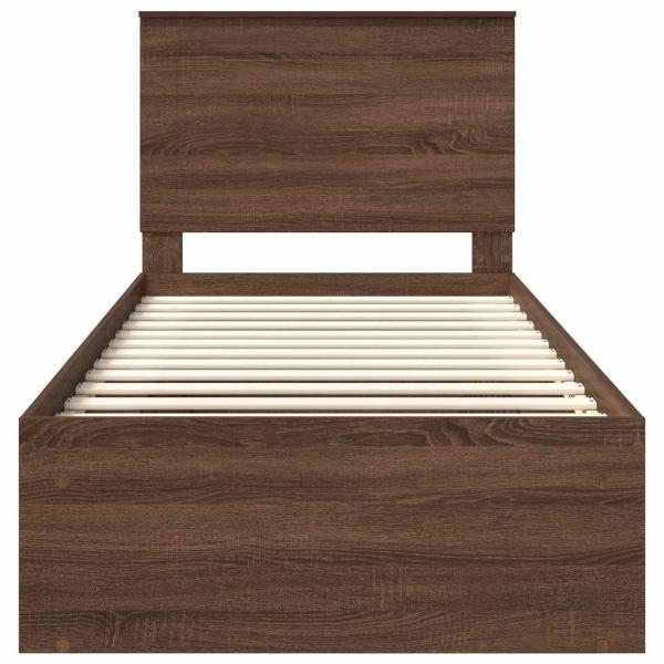 Bettrahmen Braun Eichen-Optik 75 x 190 cm Massives Kiefernholz