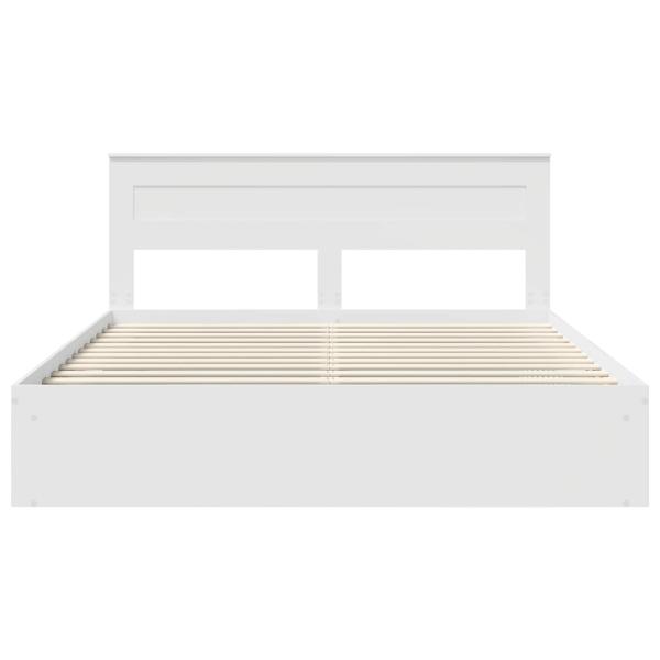 ARDEBO.de - Bettrahmen mit Kopfteil Weiß 200 x 200 cm Massives Kiefernholz