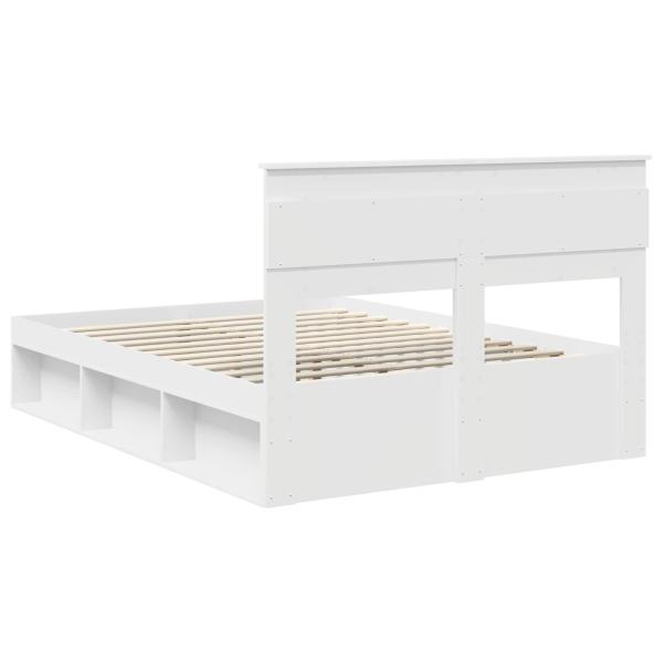 Bettrahmen mit Kopfteil Weiß 140 x 200 cm Massives Kiefernholz