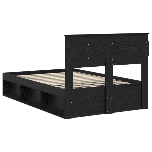 ARDEBO.de - Bettrahmen Schwarz 135 x 190 cm Massives Kiefernholz