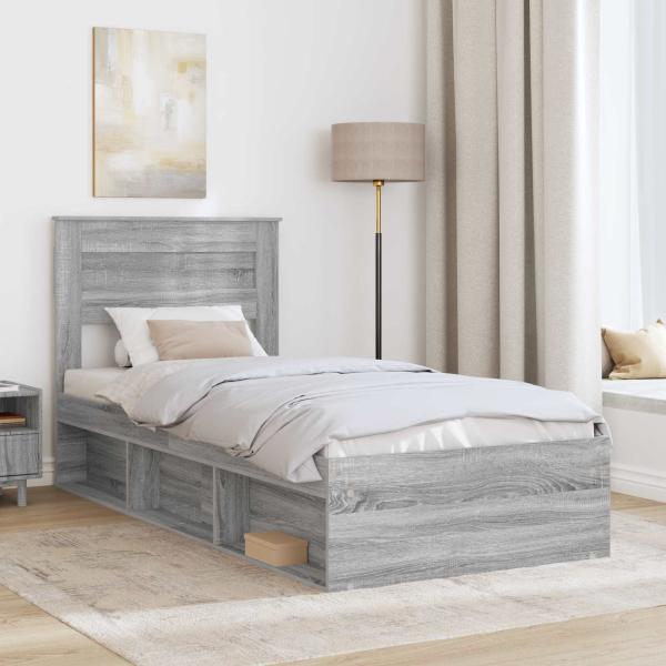 Bettrahmen Sonoma-Grau 90 x 190 cm Massives Kiefernholz