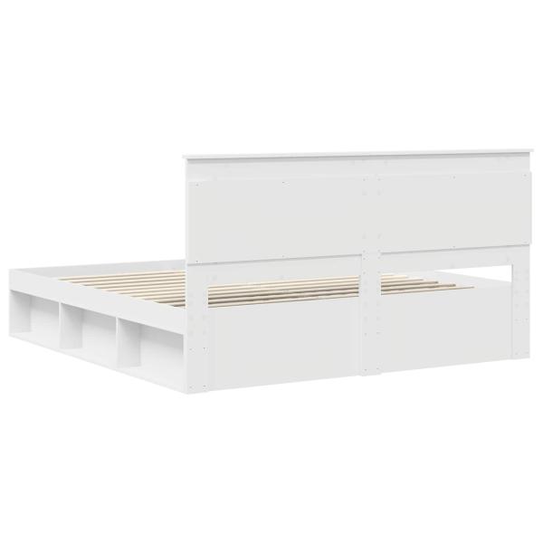 Bettrahmen mit Kopfteil Weiß 200 x 200 cm Massives Kiefernholz