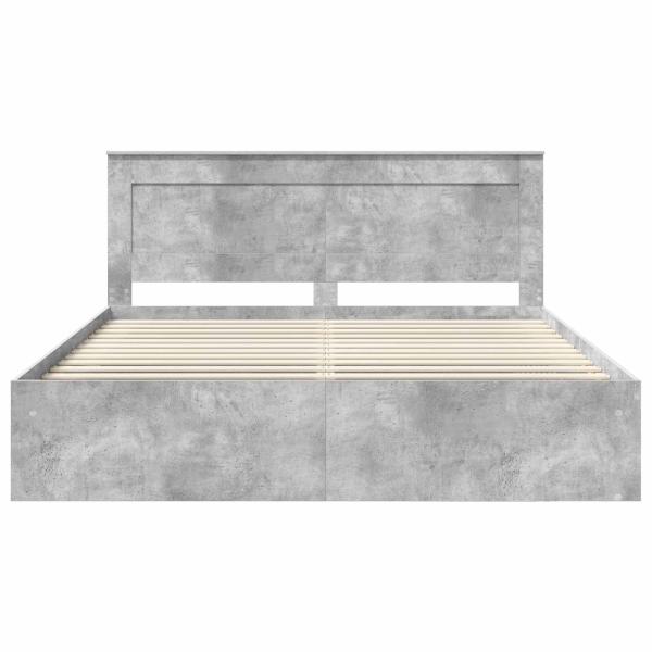 Bettrahmen mit Kopfteil Beton 200 x 200 cm Massives Kiefernholz