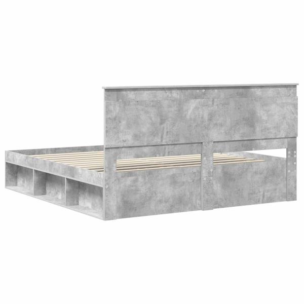 Bettrahmen mit Kopfteil Beton 200 x 200 cm Massives Kiefernholz