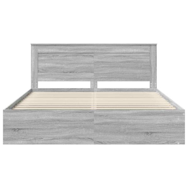 Bettrahmen Graues Sonoma 200 x 200 cm Massives Kiefernholz