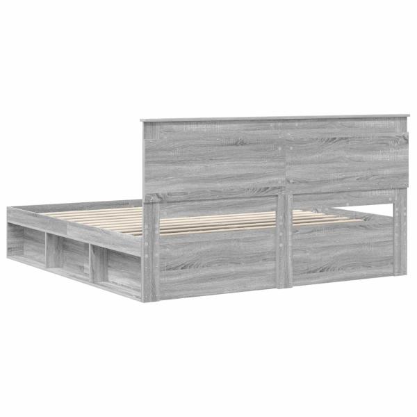 Bettrahmen Graues Sonoma 200 x 200 cm Massives Kiefernholz