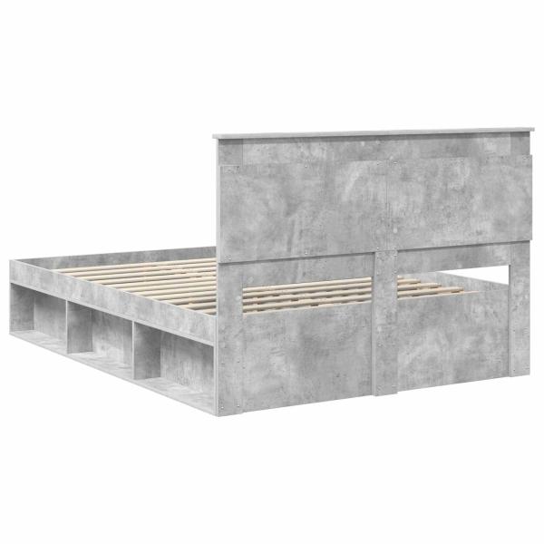 Bettrahmen mit Kopfteil Beton 160 x 200 cm Massives Kiefernholz