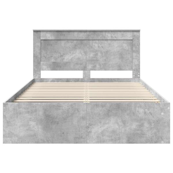 ARDEBO.de - Bettrahmen Beton Grau 150 x 200 cm Massives Kiefernholz
