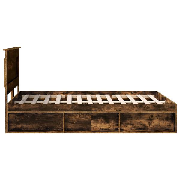 Bettrahmen Geräucherte Eiche 150 x 200 cm Massives Kiefernholz