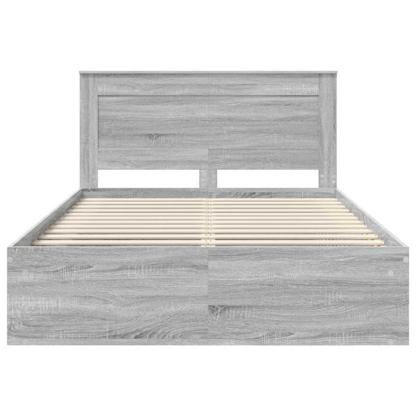 Bettrahmen Graues Sonoma 150 x 200 cm Massives Kiefernholz