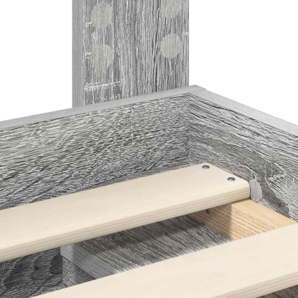 ARDEBO.de - Bettrahmen Graues Sonoma 140 x 190 cm Massives Kiefernholz