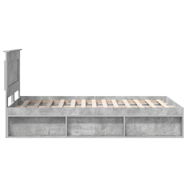 Bettrahmen Beton Grau 135 x 190 cm Massives Kiefernholz