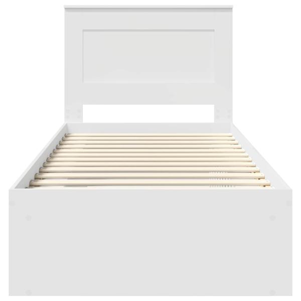 Bettrahmen mit Kopfteil Weiß 100 x 200 cm Massives Kiefernholz