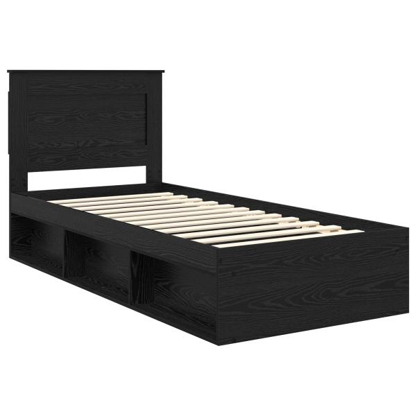 ARDEBO.de - Bettrahmen Schwarz 100 x 200 cm Massives Kiefernholz