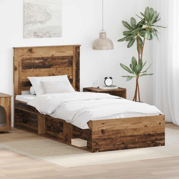 ARDEBO.de - Bettrahmen Altholz 90 x 190 cm Massives Kiefernholz