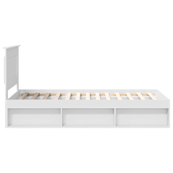 Bettrahmen mit Kopfteil Weiß 90 x 200 cm Massives Kiefernholz